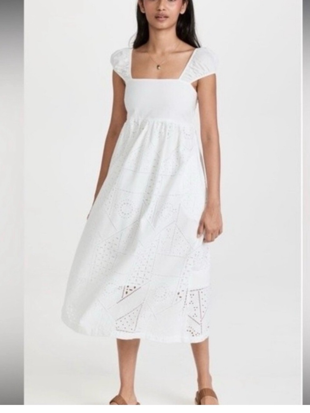 Hatch White Ivy Eyelet Midi Dress 2/M EUC